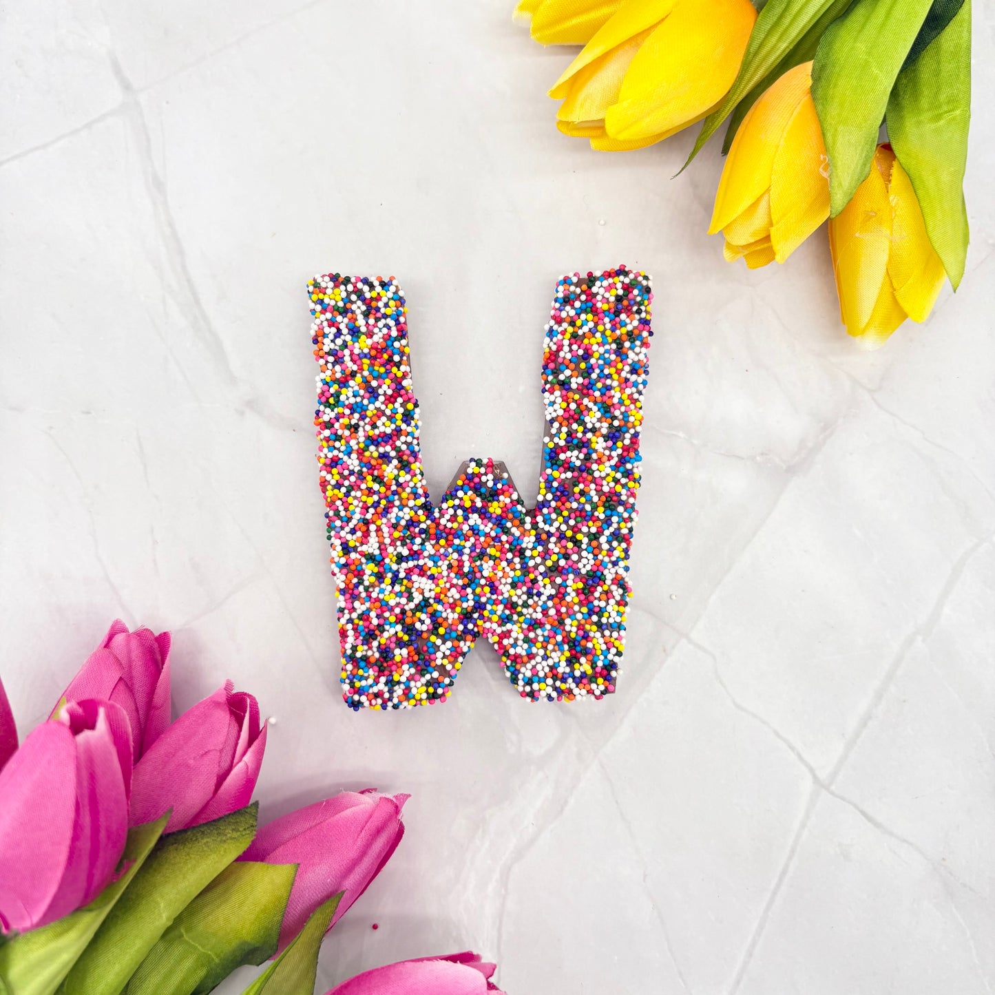 Milk Chocolate Letter W with Sprinkles