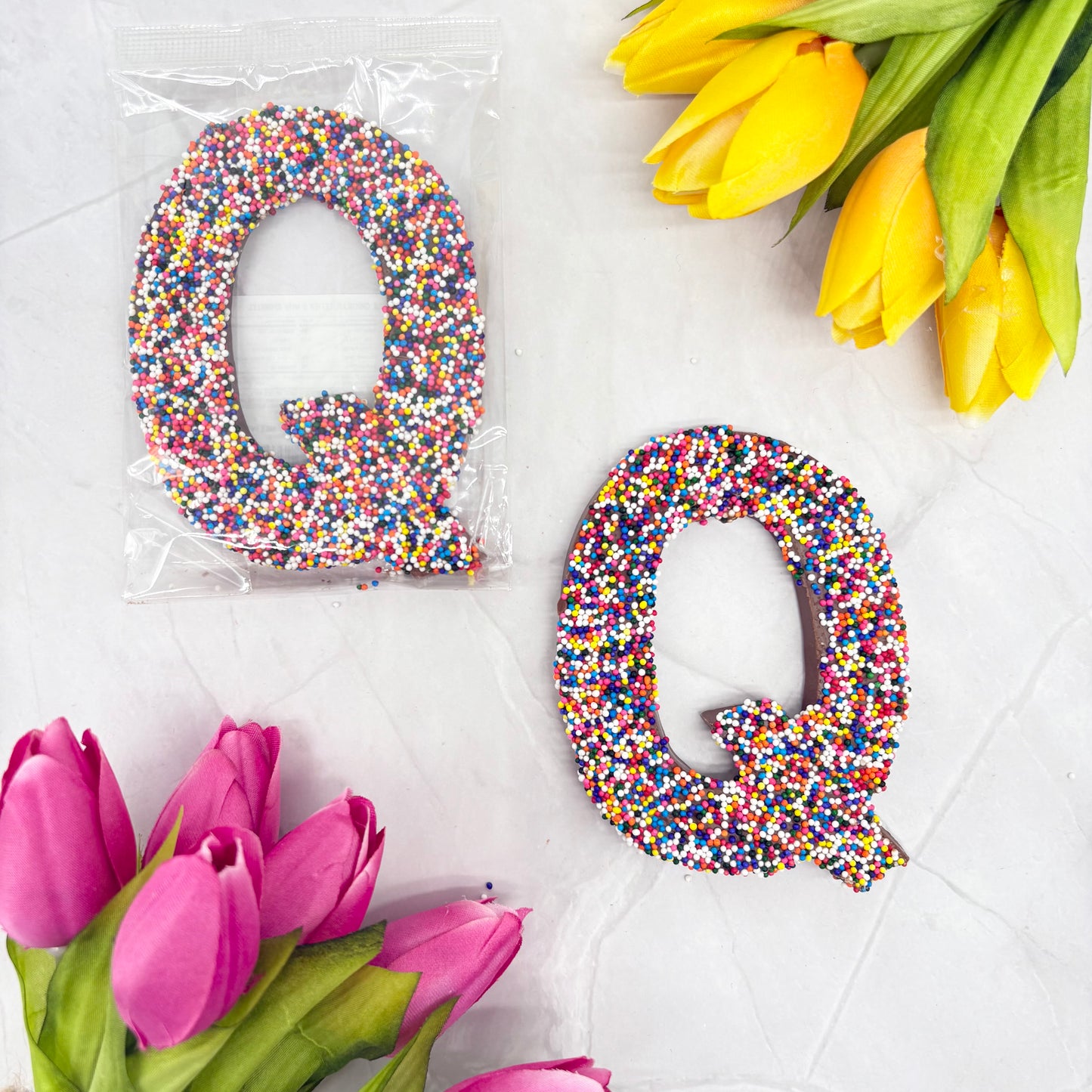 Milk Chocolate Letter Q with Sprinkles