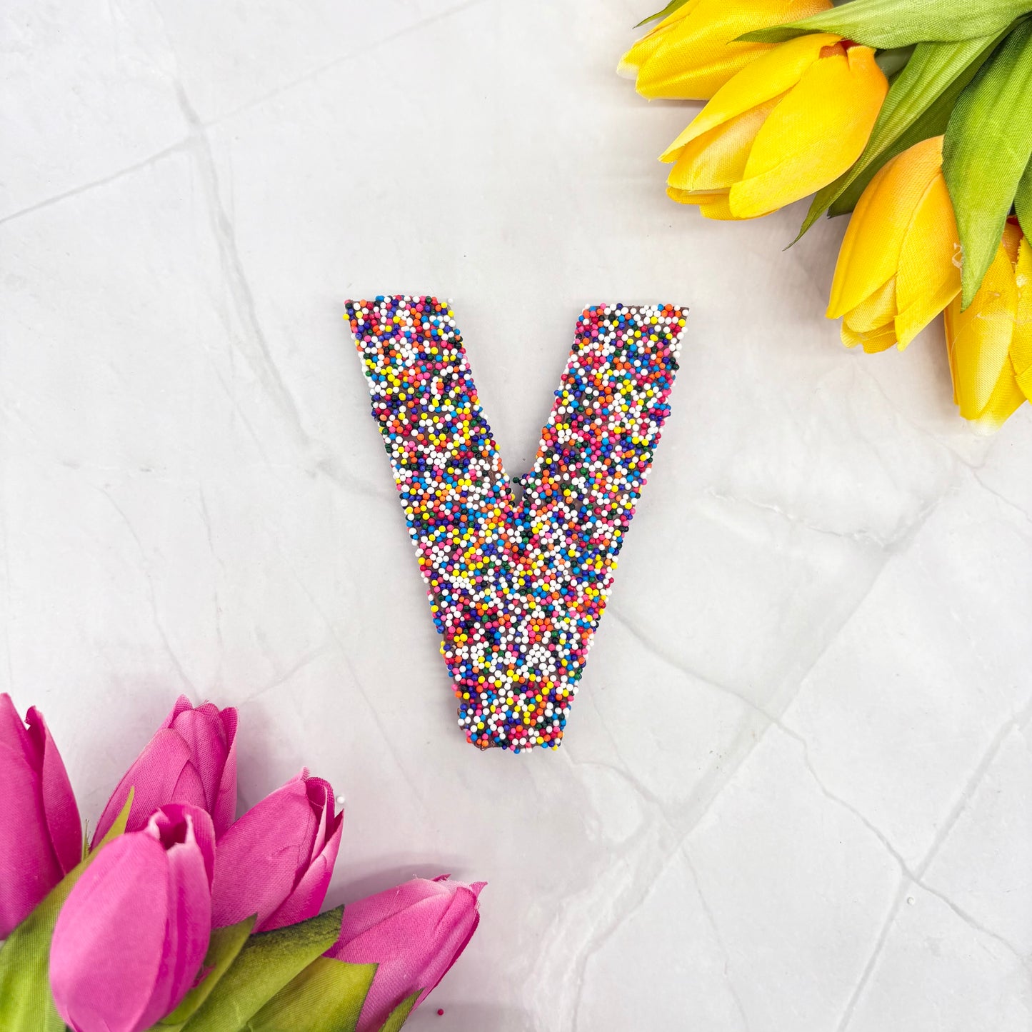 Milk Chocolate Letter V with Sprinkles