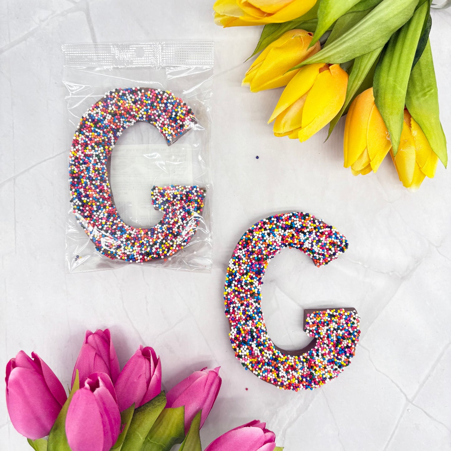 Milk Chocolate Letter G with Sprinkles