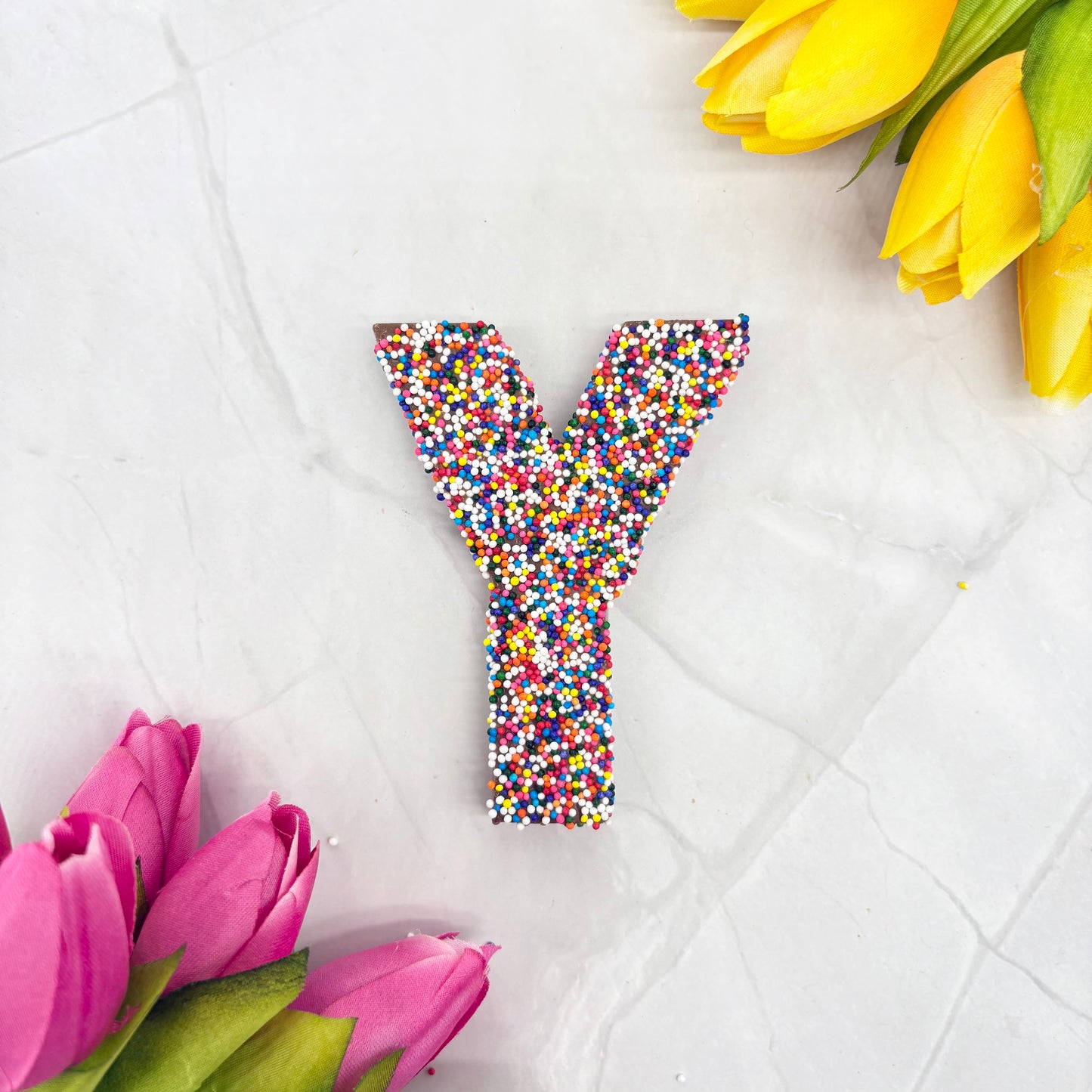 Milk Chocolate Letter Y with Sprinkles