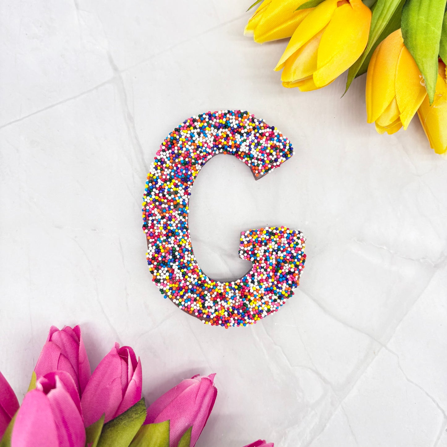 Milk Chocolate Letter G with Sprinkles