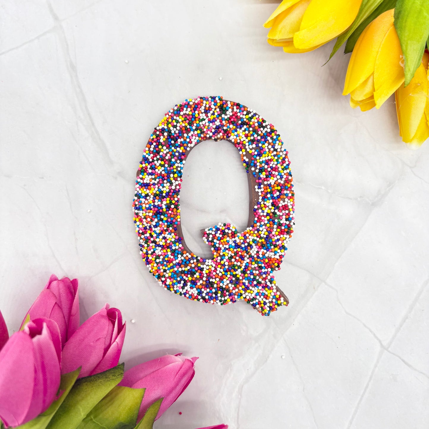 Milk Chocolate Letter Q with Sprinkles