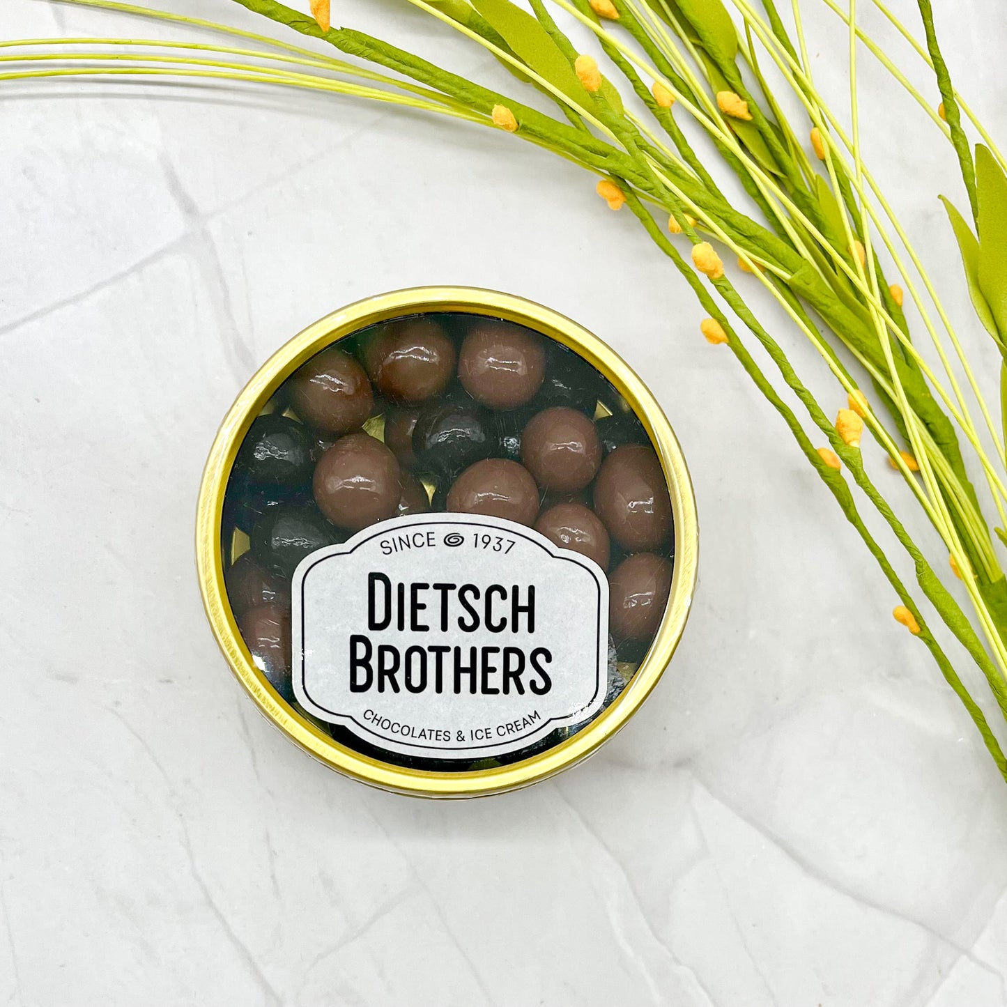 Gold Tin of Milk and Dark Espresso Beans