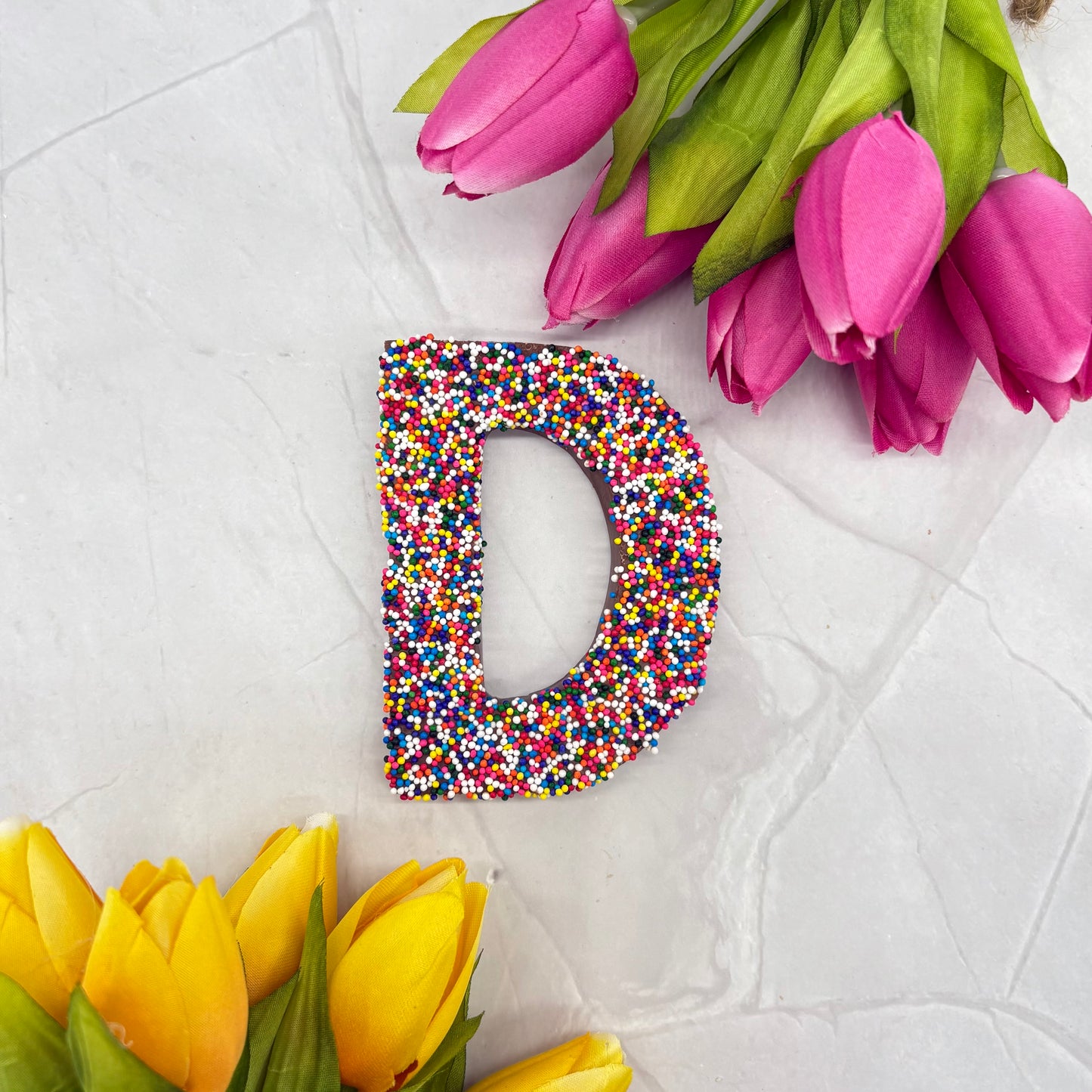 Milk Chocolate Letter D with Sprinkles