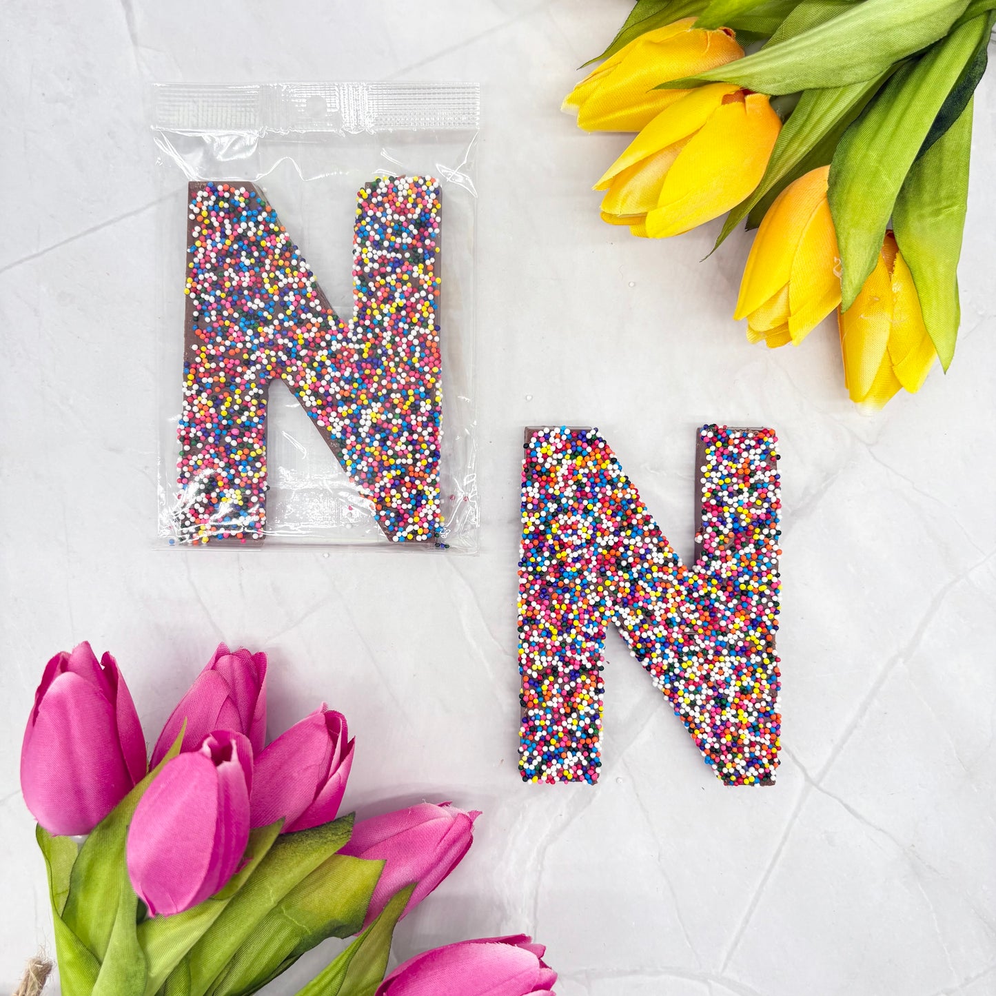 Milk Chocolate Letter N with Sprinkles