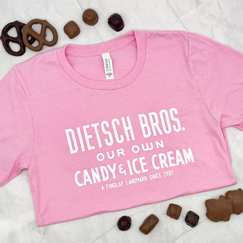Bubble Gum t-shirt with white Dietsch Brothers logo