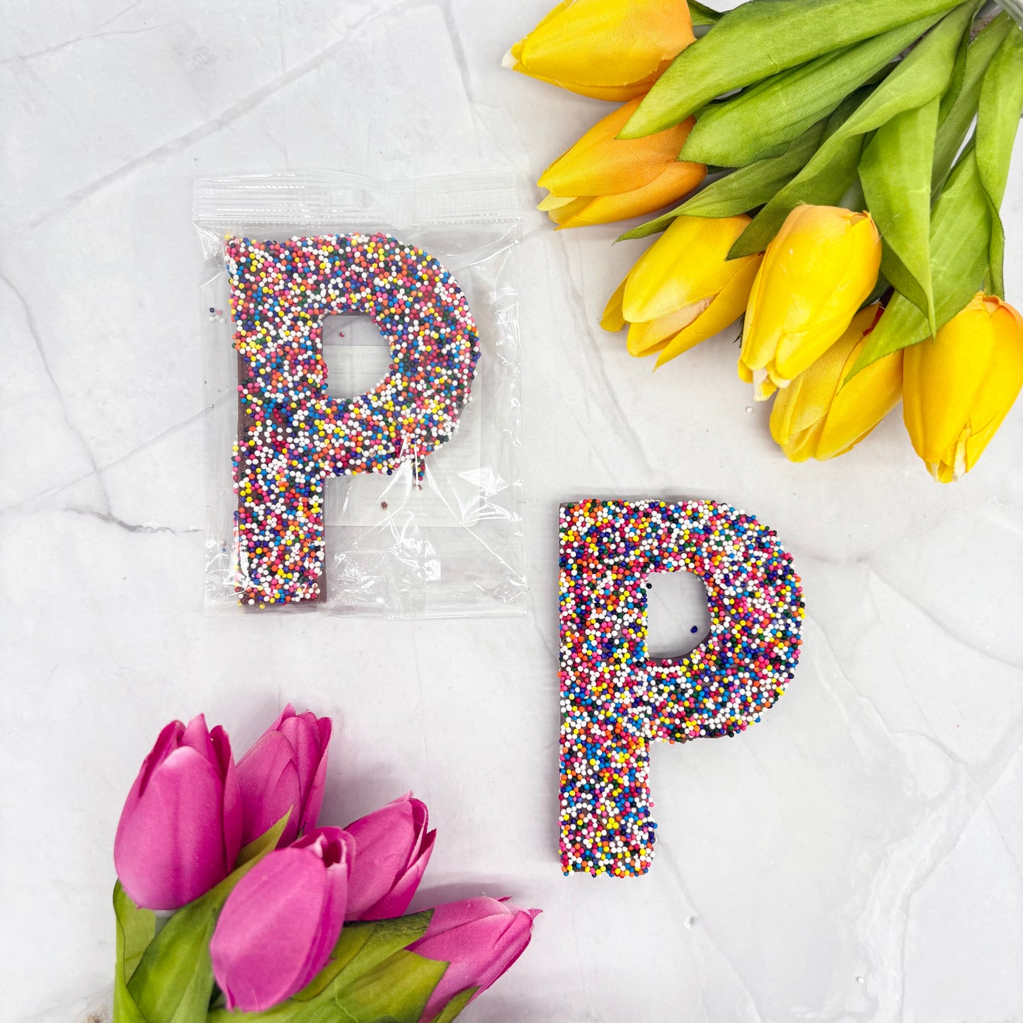 Milk Chocolate Letter P with Sprinkles