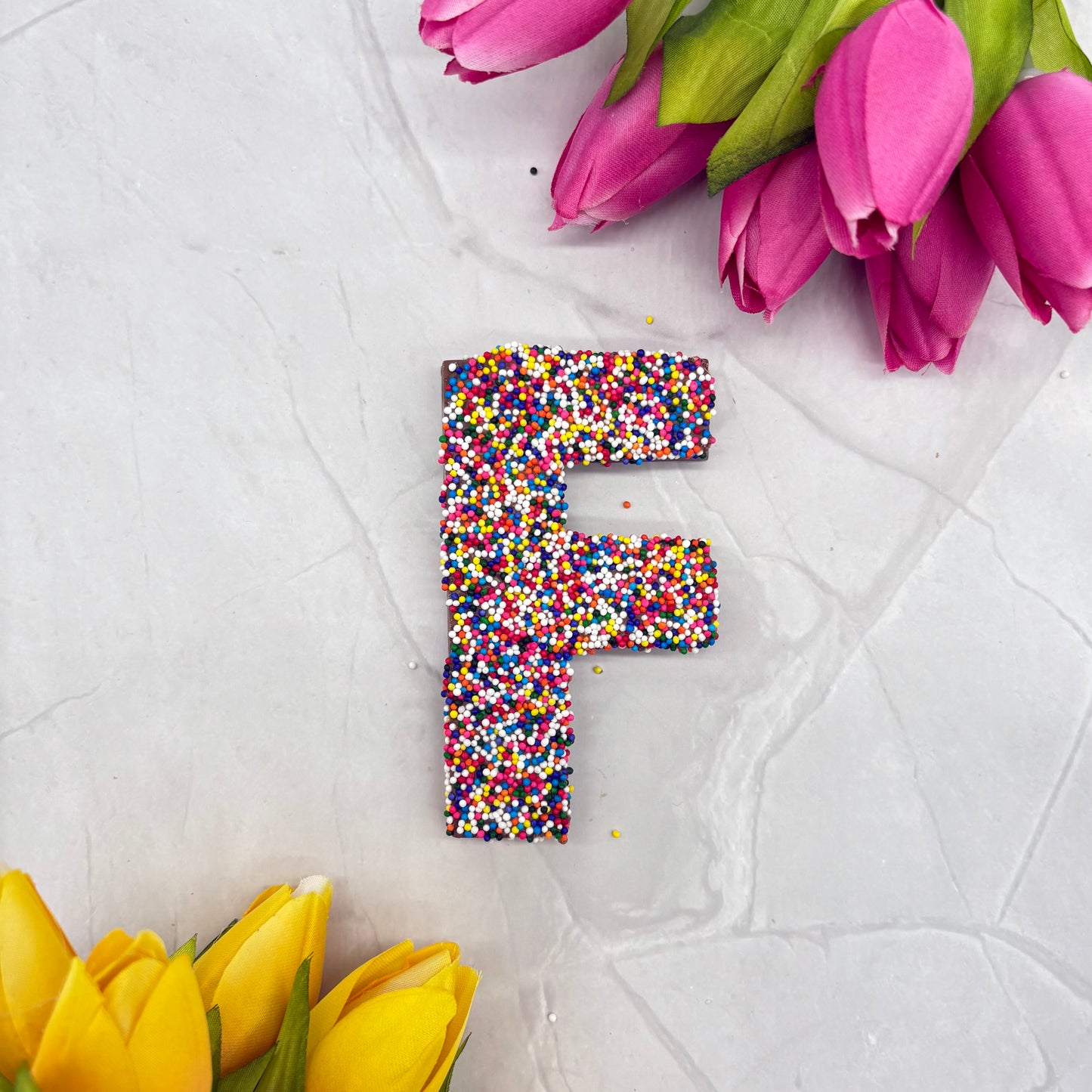 Milk Chocolate Letter F with Sprinkles