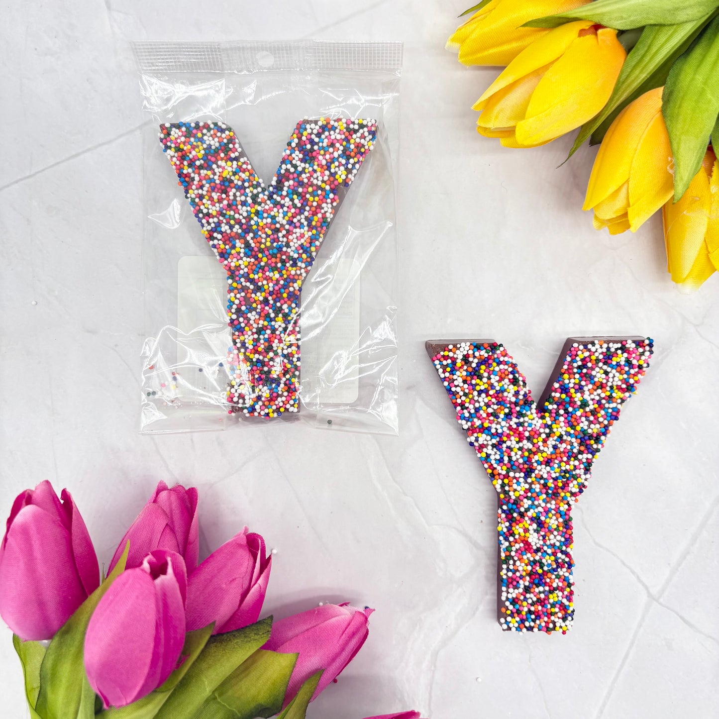Milk Chocolate Letter Y with Sprinkles