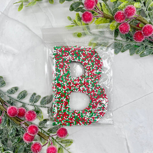 Milk Chocolate Letter B with Holiday Sprinkles