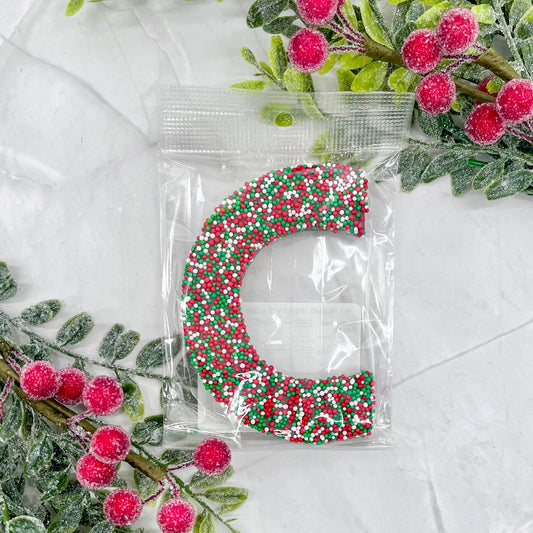 Milk Chocolate Letter C with Holiday Sprinkles