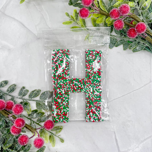 Milk Chocolate Letter H with Holiday Sprinkles
