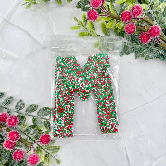 Milk Chocolate Letter M with Holiday Sprinkles