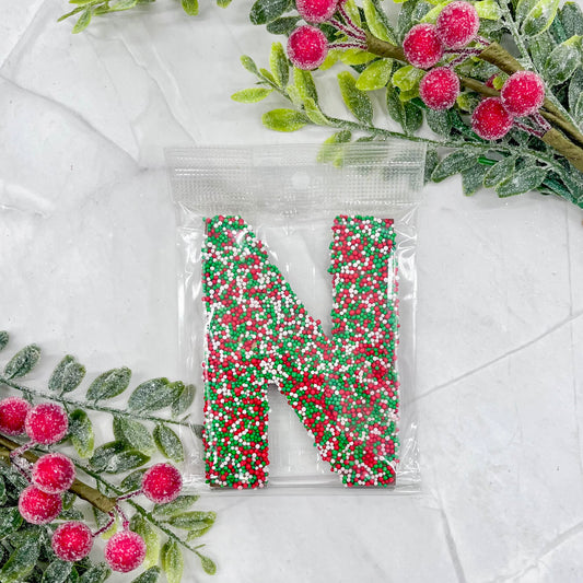 Milk Chocolate Letter N with Holiday Sprinkles