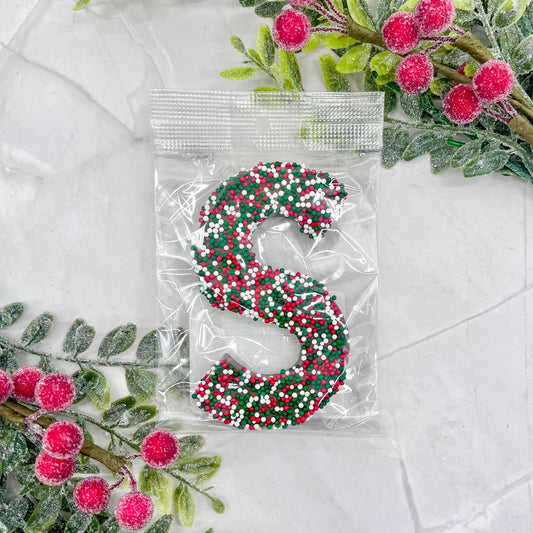 Milk Chocolate Letter S with Holiday Sprinkles