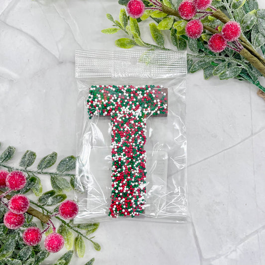 Milk Chocolate Letter T with Holiday Sprinkles