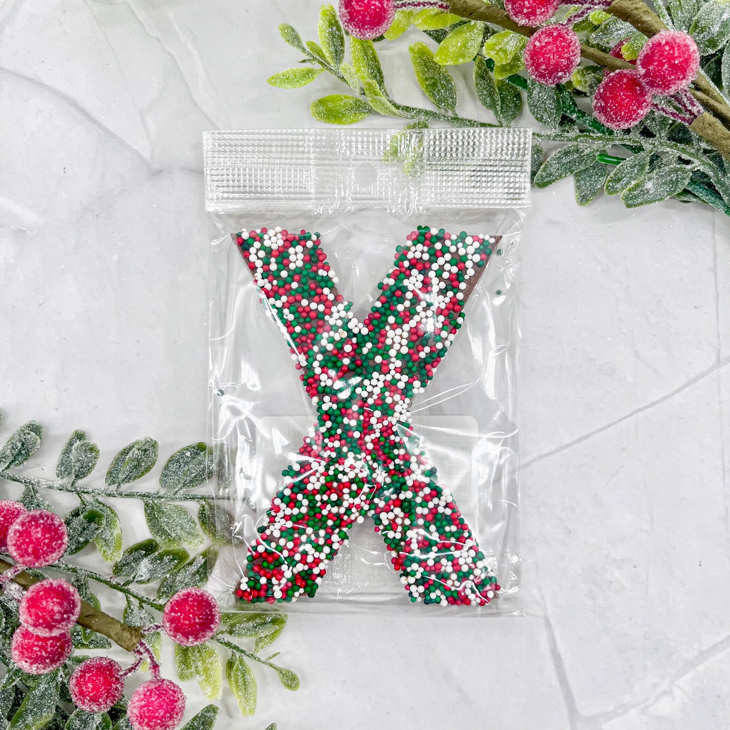 Milk Chocolate Letter X with Holiday Sprinkles