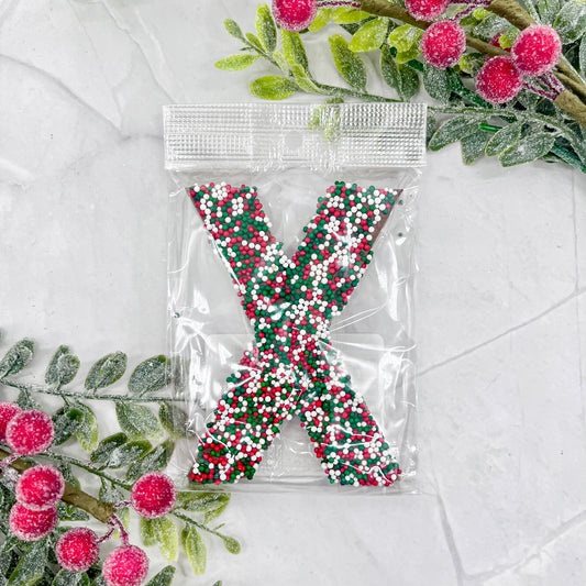 Milk Chocolate Letter X with Holiday Sprinkles