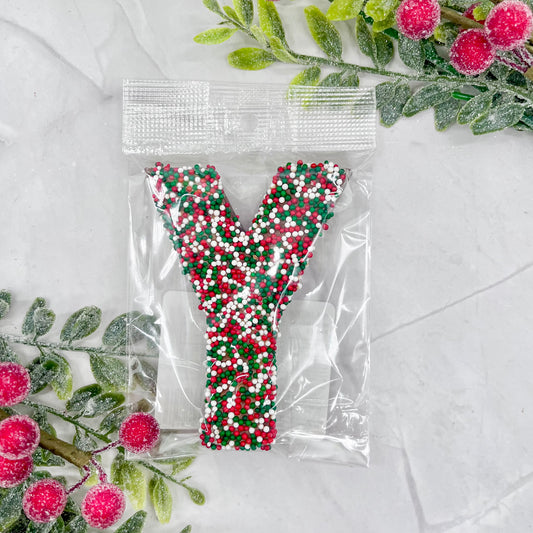 Milk Chocolate Letter Y with Holiday Sprinkles