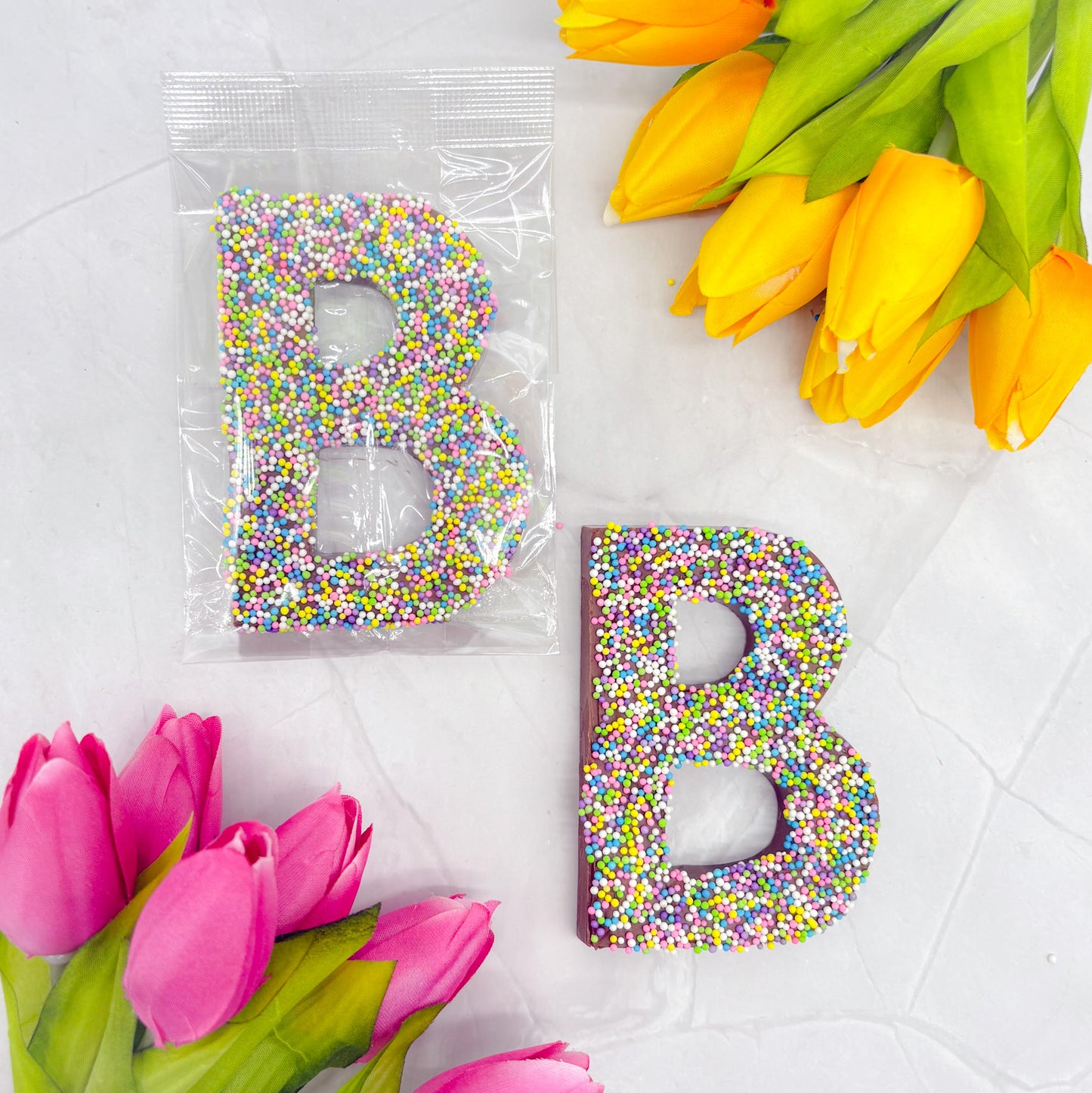 Milk Chocolate Letter B with Sprinkles