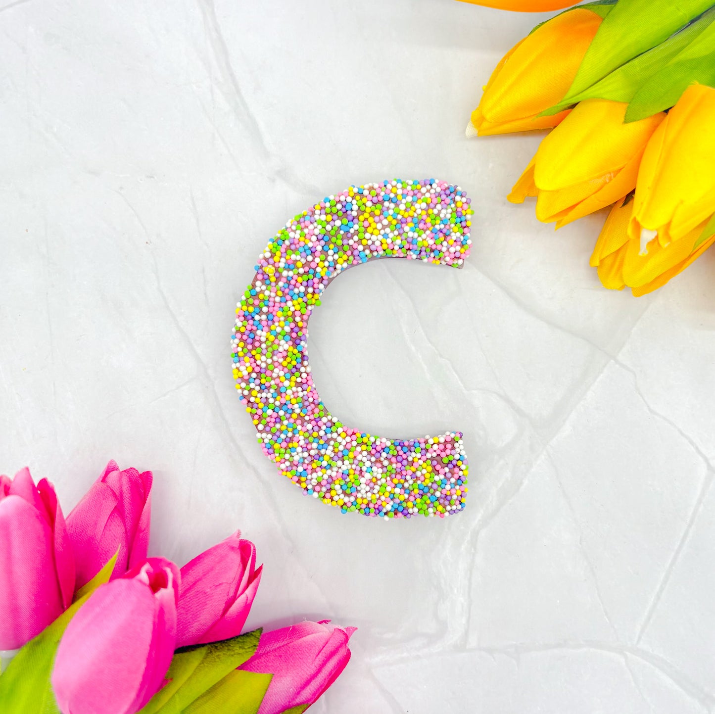 Milk Chocolate Letter C with Sprinkles