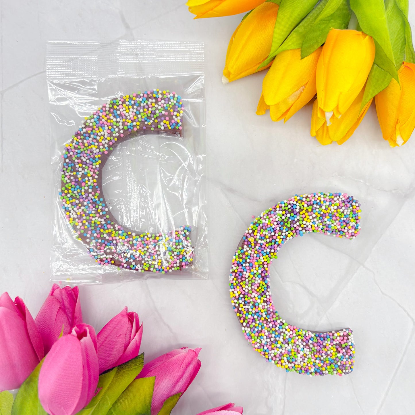 Milk Chocolate Letter C with Sprinkles