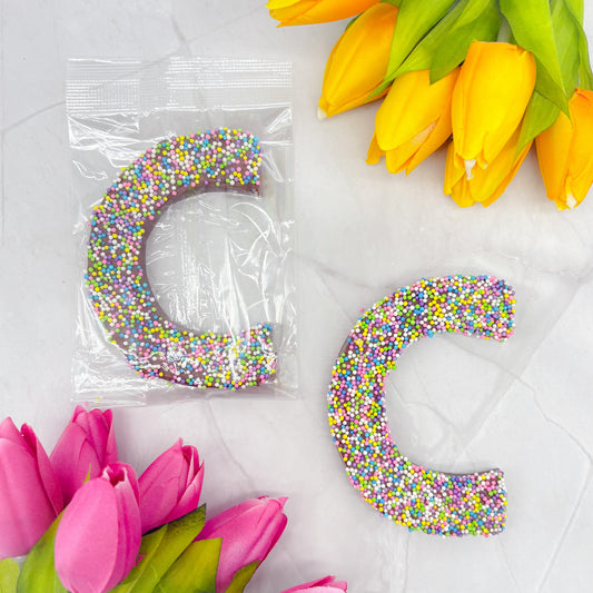 Milk Chocolate Letter C with Sprinkles