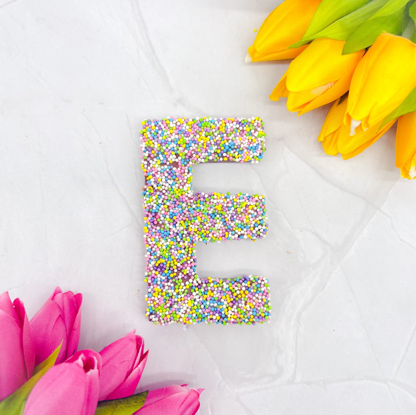 Milk Chocolate Letter E with Sprinkles
