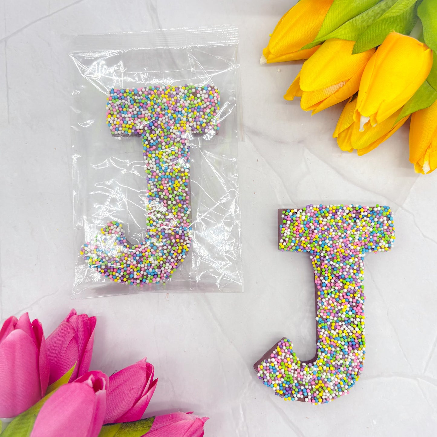 Milk Chocolate Letter J with Sprinkles