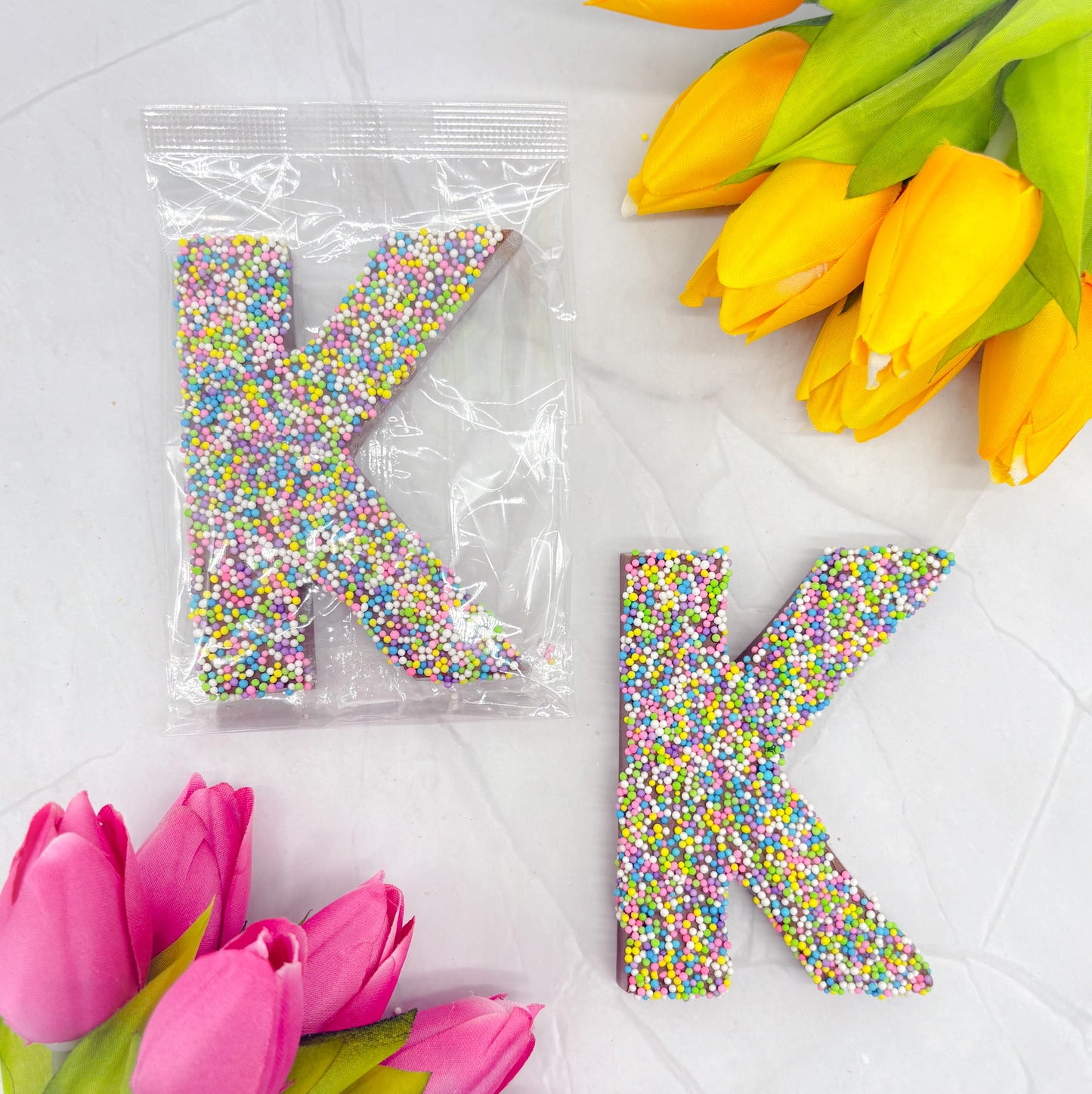 Milk Chocolate Letter K with Sprinkles