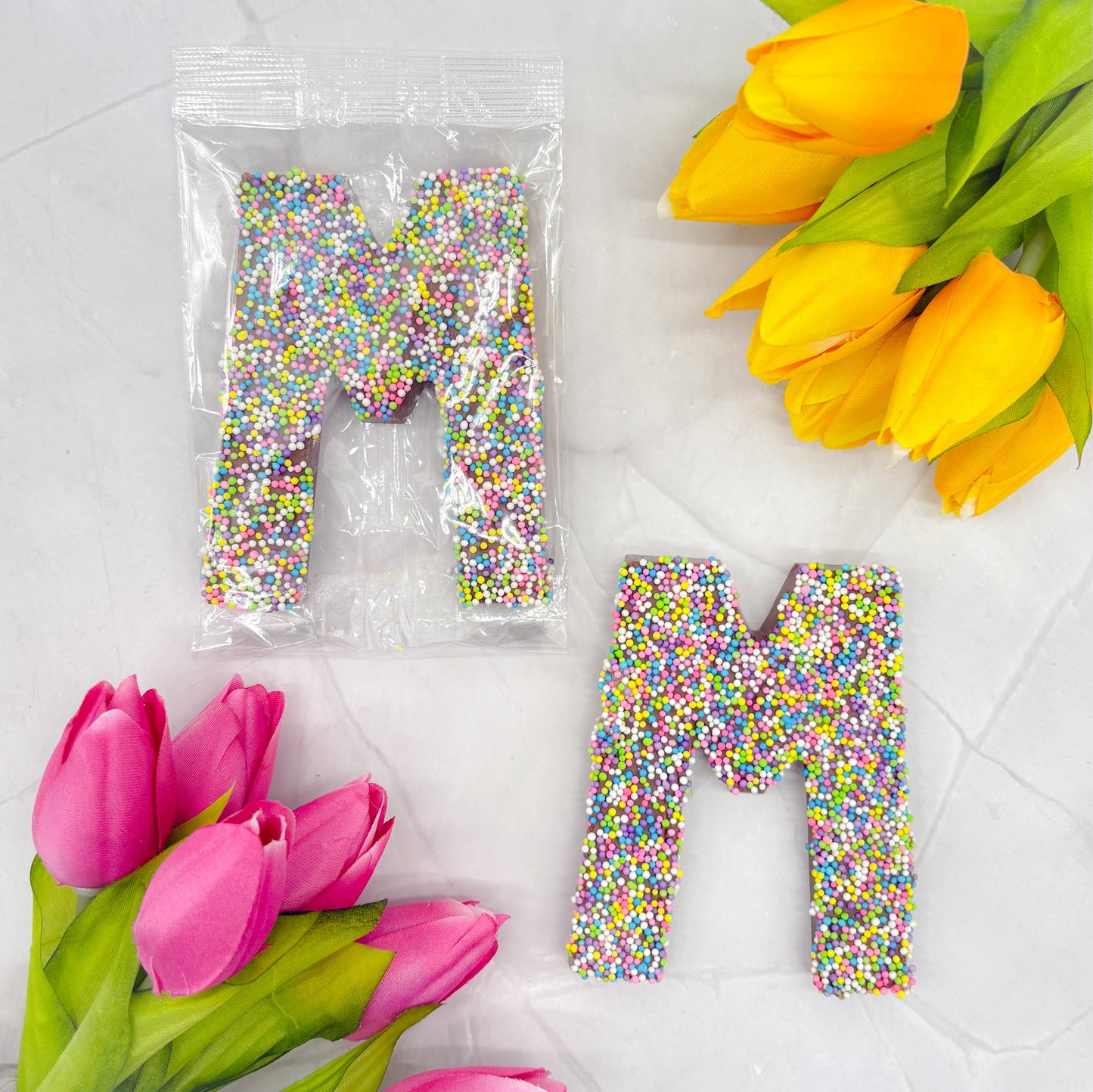 Milk Chocolate Letter M with Sprinkles