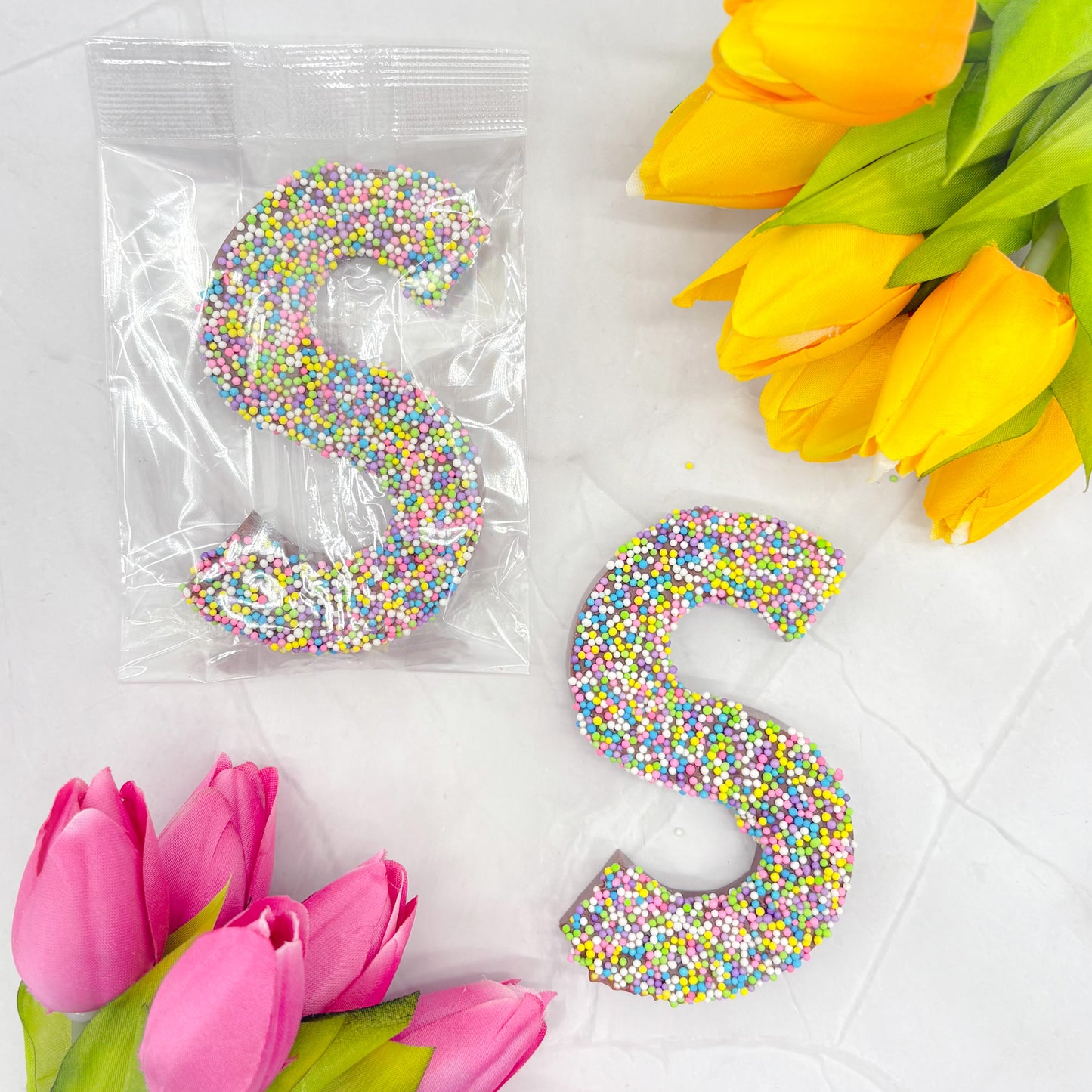 Milk Chocolate Letter S with Sprinkles