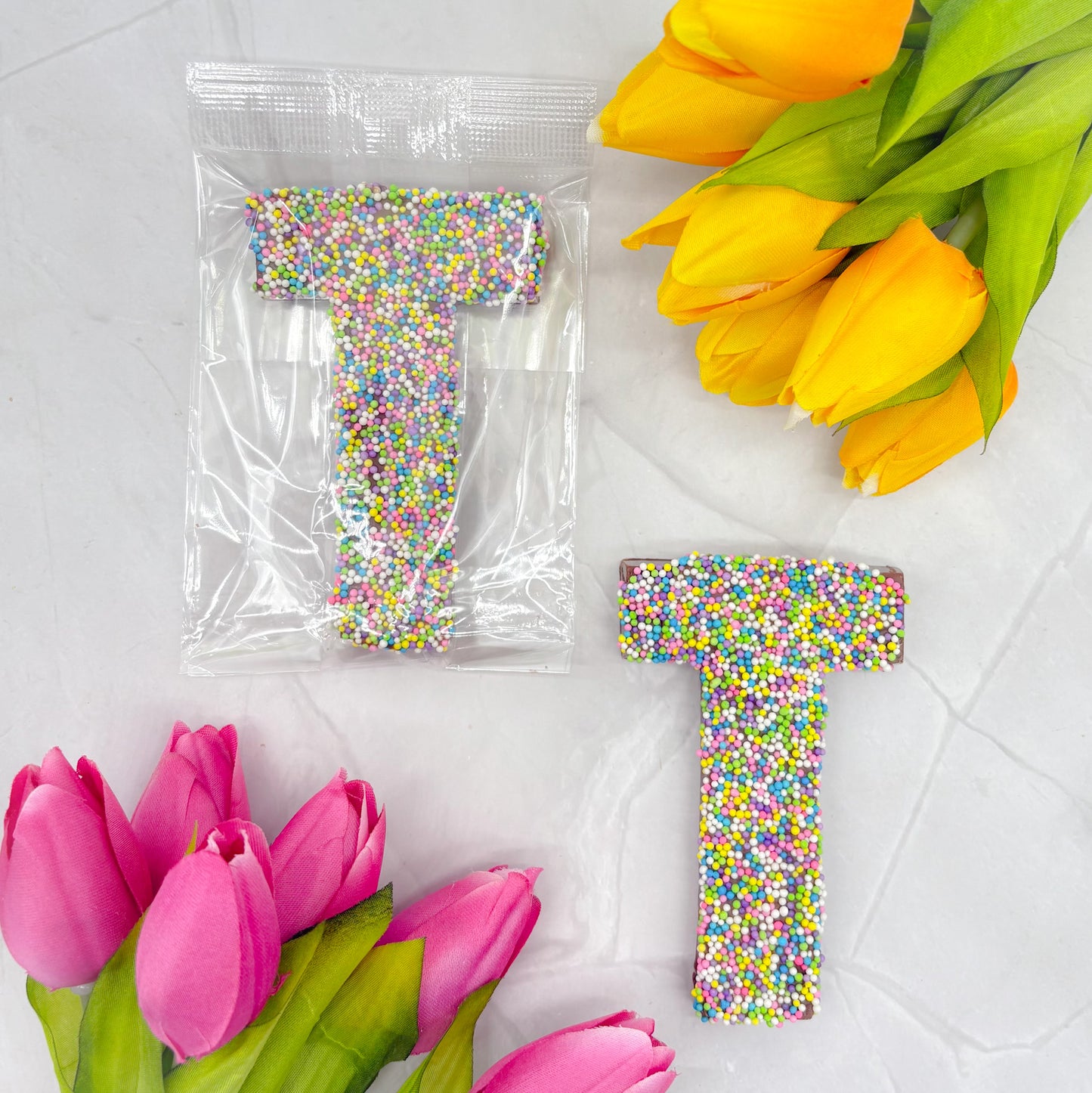 Milk Chocolate Letter T with Sprinkles