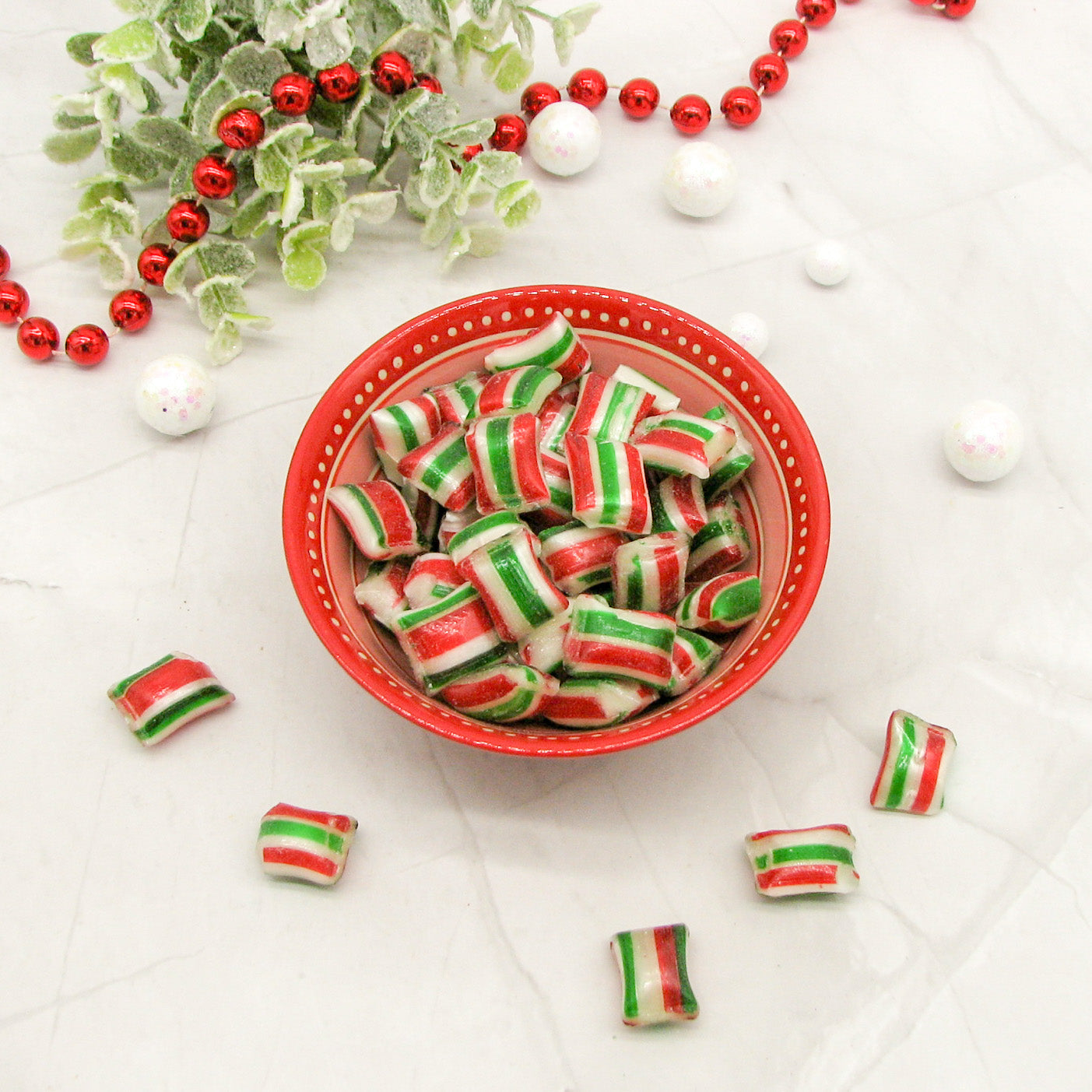 Red & Green Striped Mint Pillows