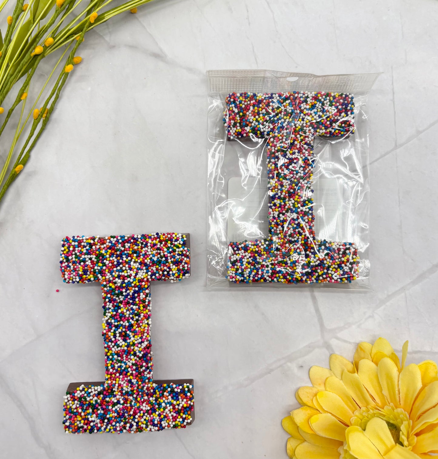 Milk Chocolate Letter I with Sprinkles