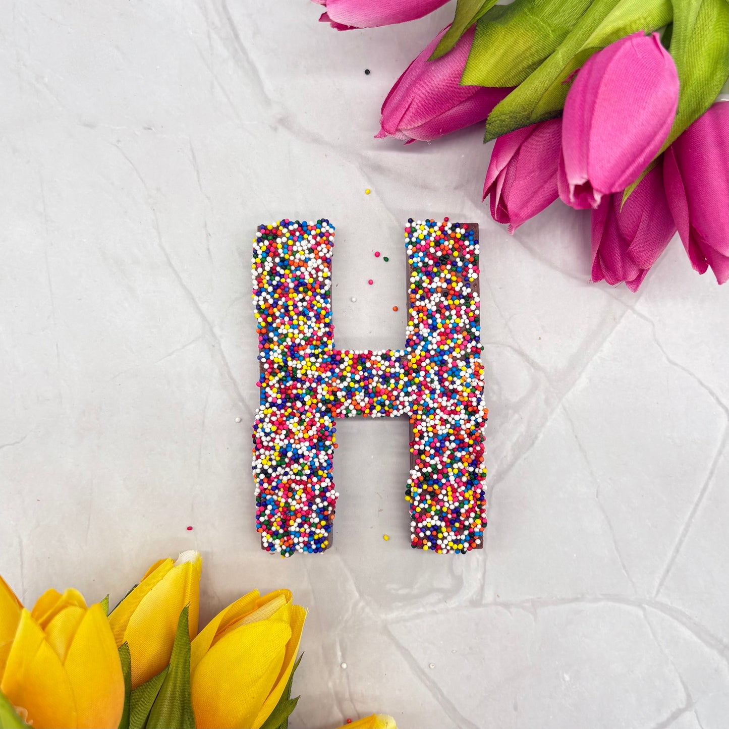 Milk Chocolate Letter H with Sprinkles
