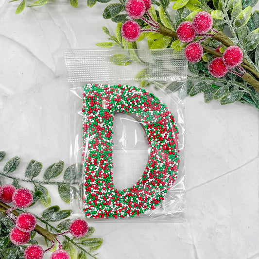 Milk Chocolate Letter D with Holiday Sprinkles
