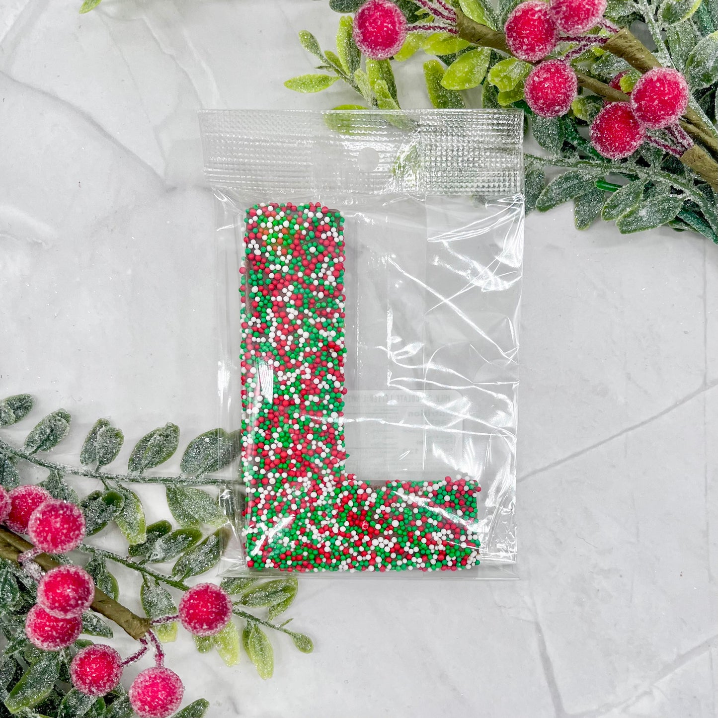Milk Chocolate Letter L with Holiday Sprinkles