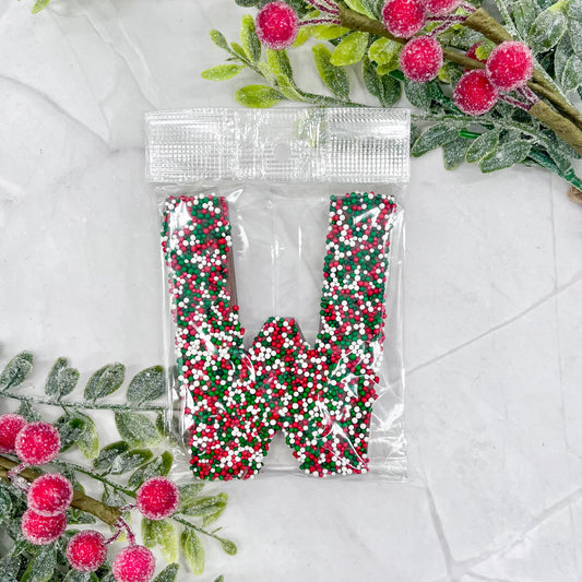 Milk Chocolate Letter W with Holiday Sprinkles