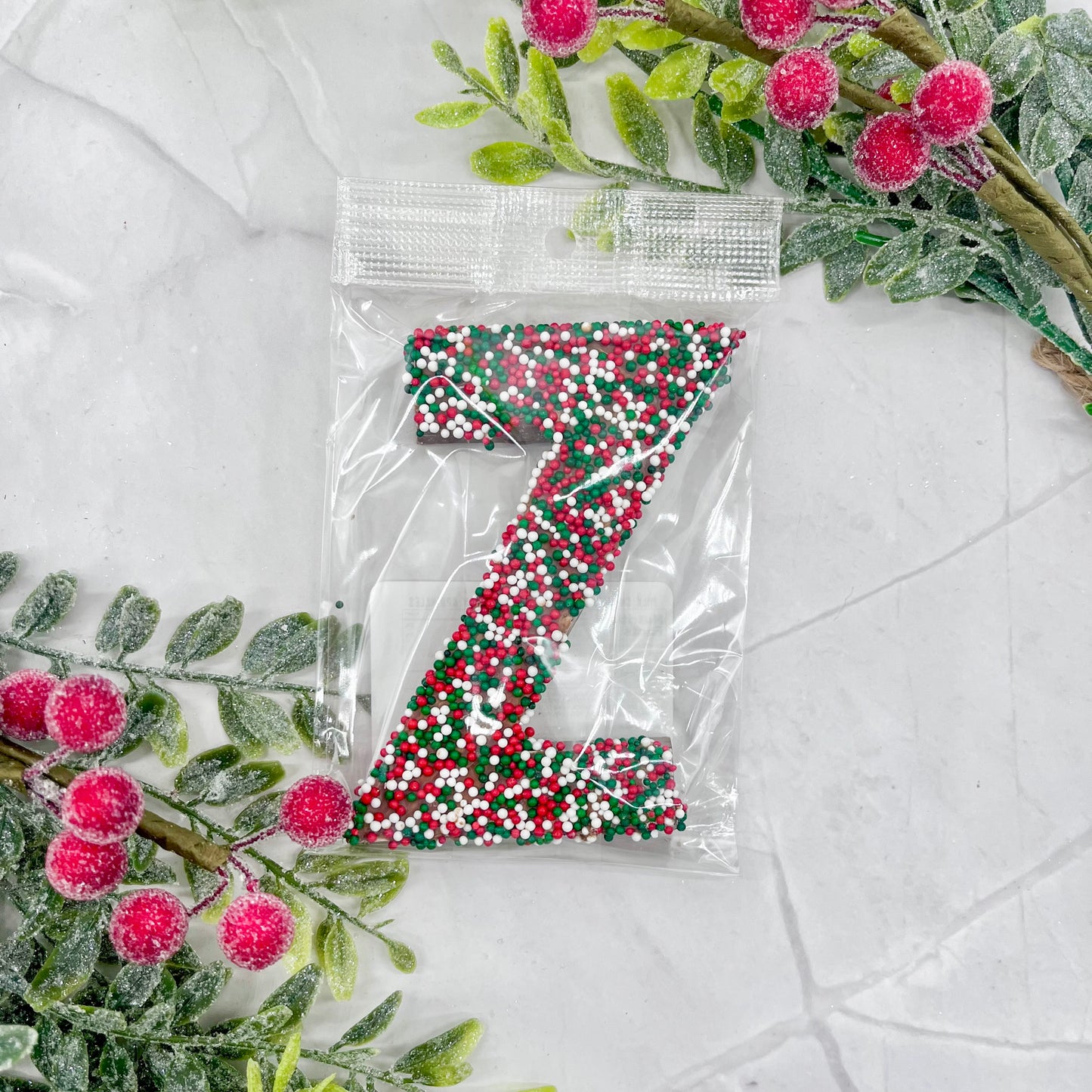 Milk Chocolate Letter Z with Holiday Sprinkles
