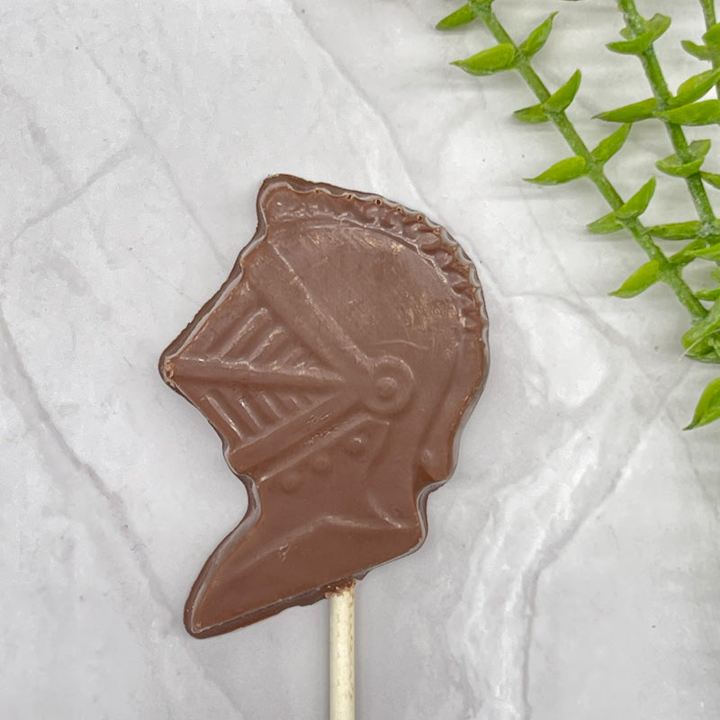 Milk chocolate knight mold sucker