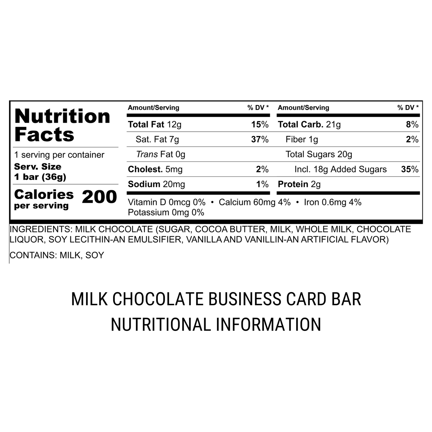 Chocolate Business Card Bar