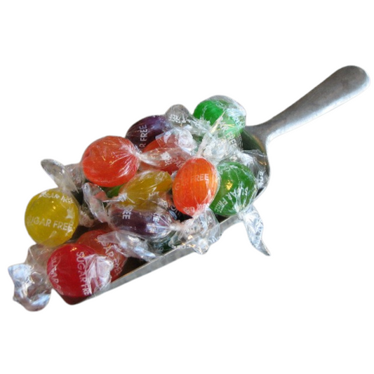 Multi colored individually wrapped sugar free fruit buttons