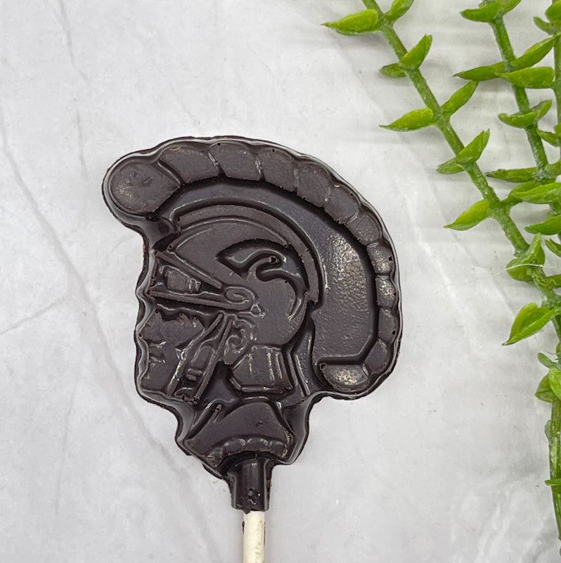 Dark chocolate Trojan head mold sucker